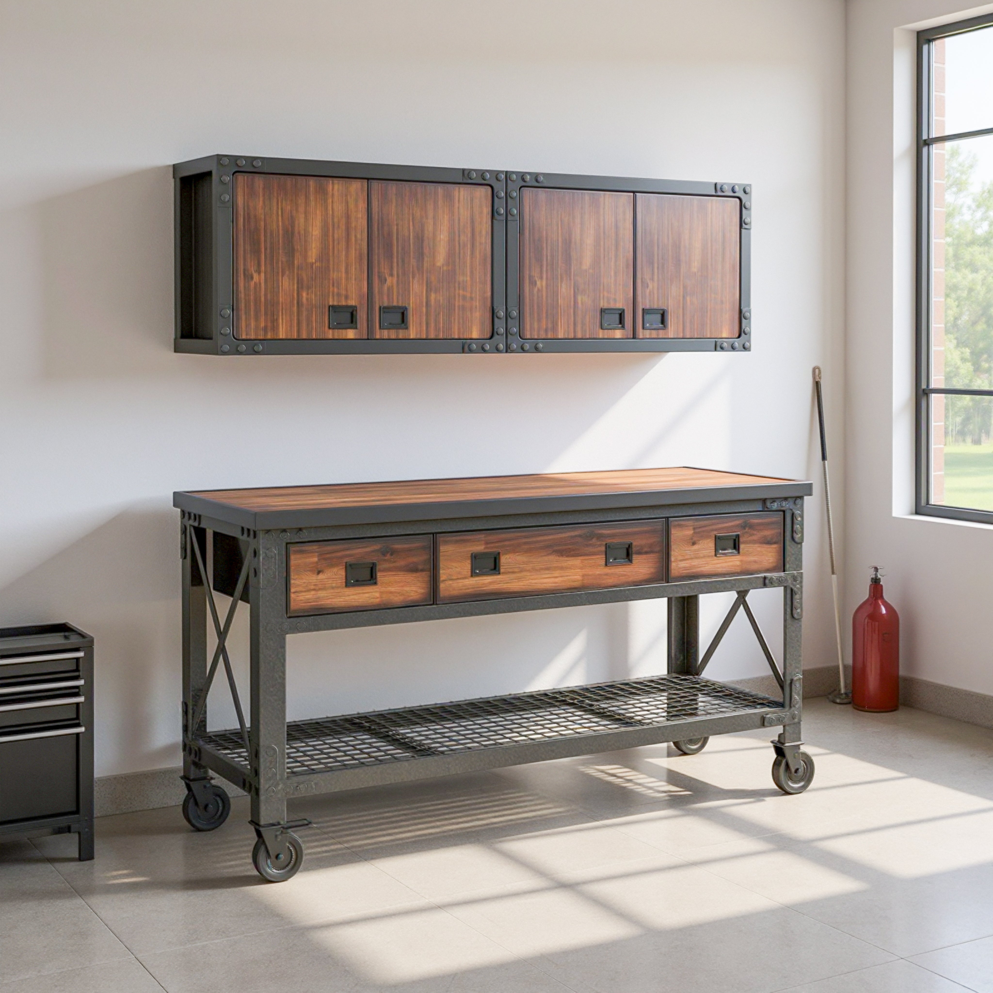 38exploreMIYABI DAMNGOOD!!GARAGE ミヤビ2セット Duramax 3-Piece Garage Storage Combo Set with Workbench and Cabinets
