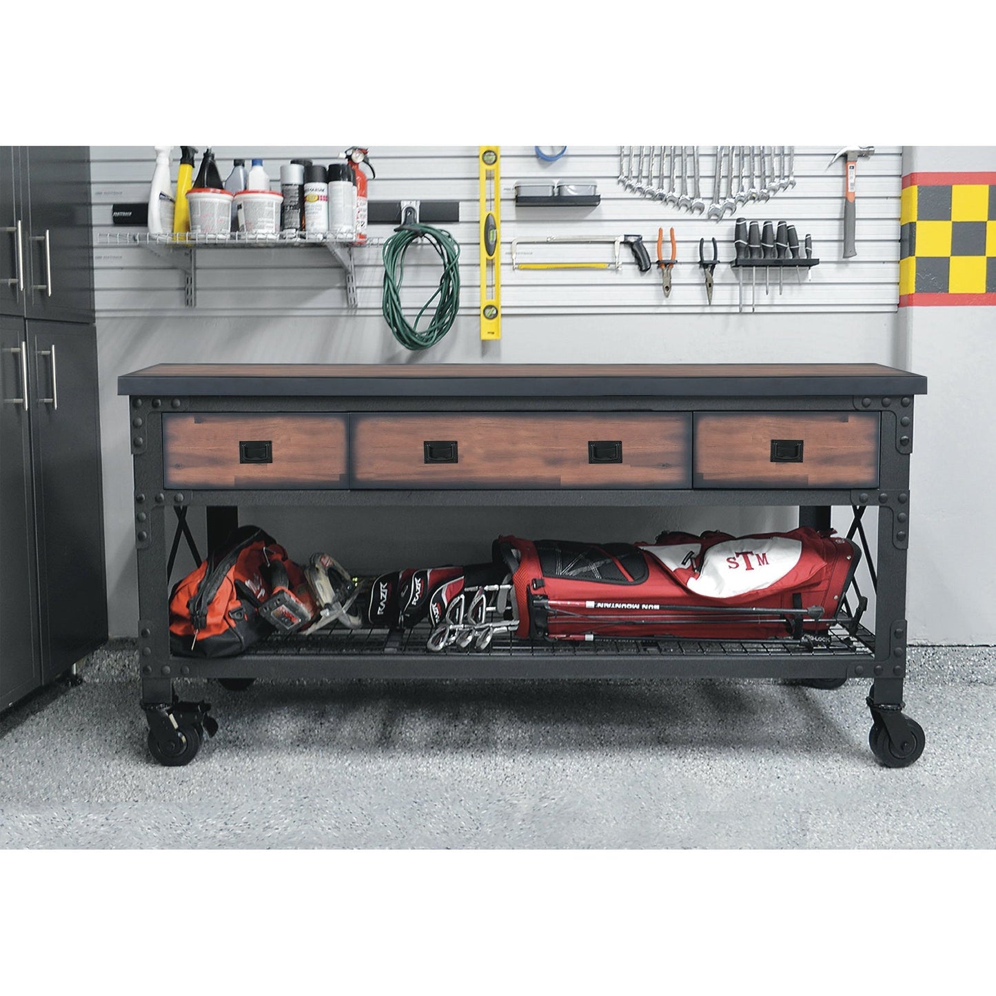Duramax 8-Piece Garage Storage Combo Set w/ Workbenches, Wall Cabinets and Free Standing Cabinets 8P2WB4WC2FC