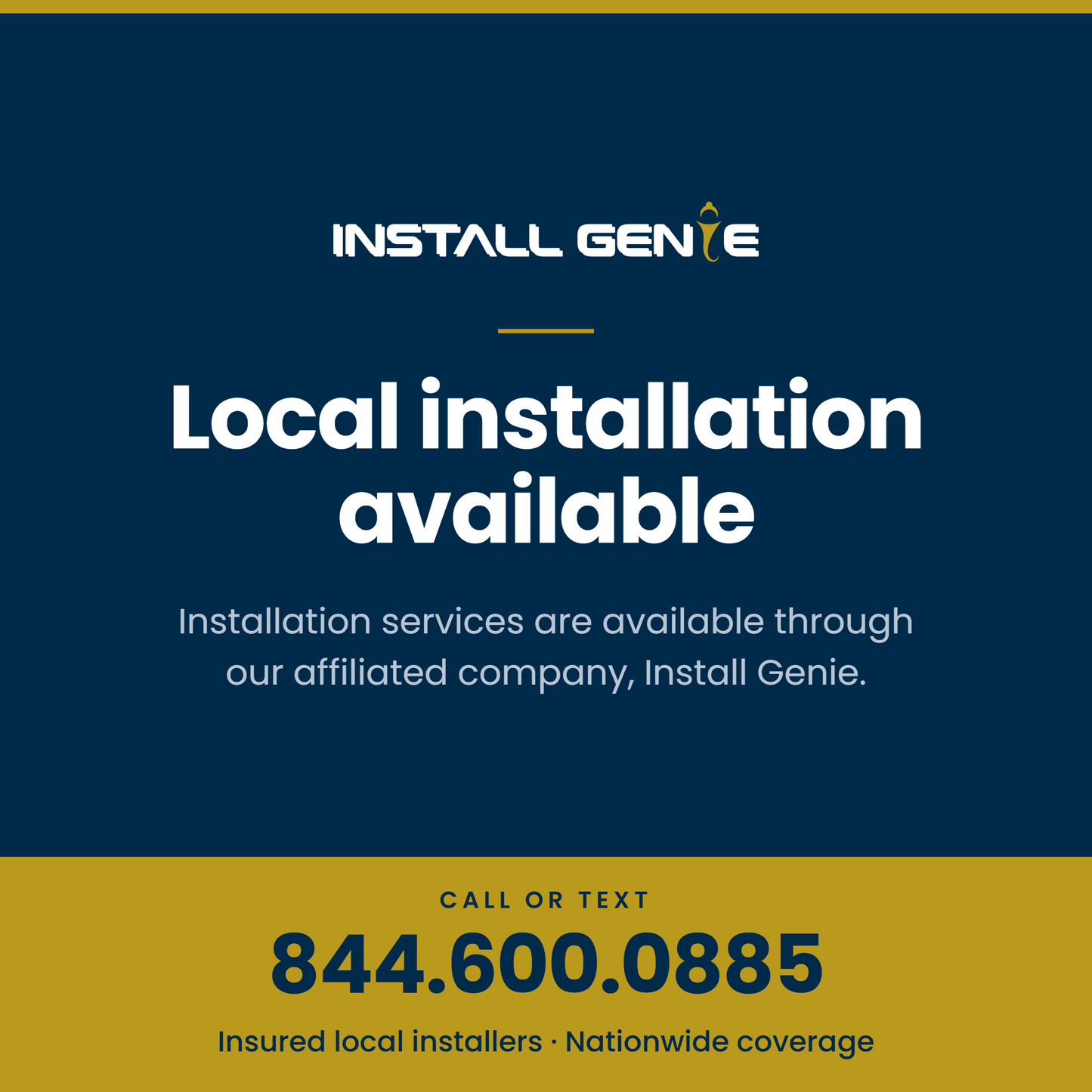 A promotional graphic for Install Genie offering local installation services for Duramax sheds.